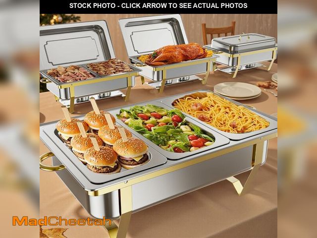 Lot 74-13835621 - Chafing Dishes for Buffet 4 Pack 7 Pans, High Grade 9QT Chafing Dish Buffet Set, Chafers and Buffet ...