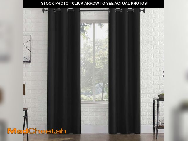 Lot 74-12685972 - Sun Zero Arlo 2-Piece Textured Thermal Insulated Room Darkening Grommet Curtain Panel Pair, Black, 4...