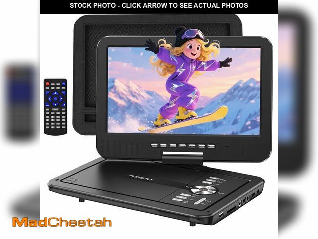 Lot 74-13573438 - POFOTO 12.5" Portable DVD Player with 10.5" HD Swivel Screen, 6-Hour Battery Life, Car DVD Player wi...