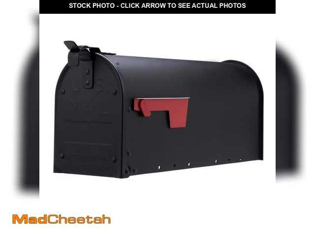 Lot 74-12690682 - Architectural Mailboxes Admiral Textured Black, Medium, Aluminum, Post Mount Mailbox - UNUSED