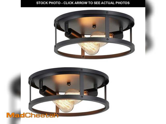 Lot 74-14272347 - SKEJAO 13 inch Black Flush Mount Ceiling Light Fixture,2-Light Hallway Light fixtures Ceiling,Light ...