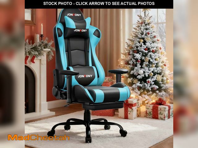 Lot 74-12890674 - JONPONY Big and Tall 500LBS Gaming Chair, Ergonomic Design, Gamer Chair PU Leather with Footrest and...