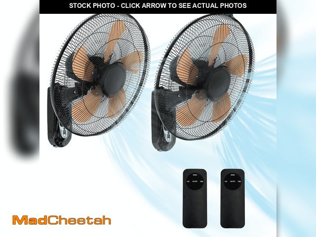 Lot 74-14243891 - 2 Pack 20" Wall Mount Fan with Remote, 3 Speeds Wall Oscillating Fan with 4800 CFM, Cooling Fan with...