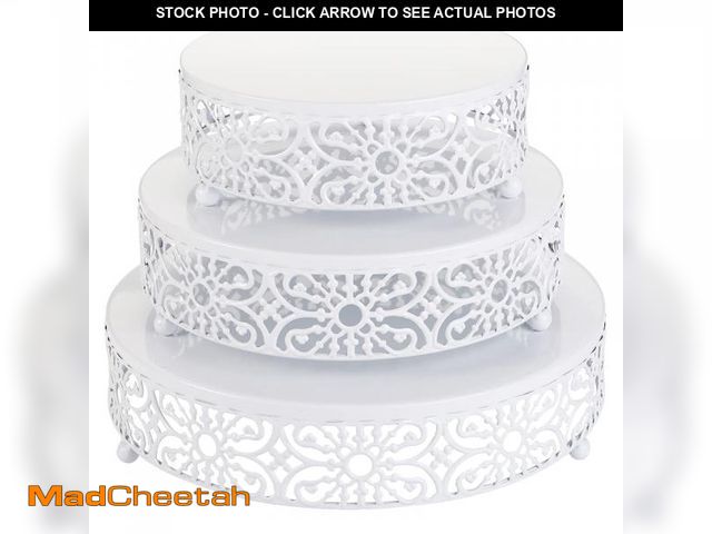 Lot 74-12307641 - Hedume 3-Piece Cake Stand Set, Round Metal Cake Stands, Dessert Cupcake Stands, Cupcake Pastry Candy...