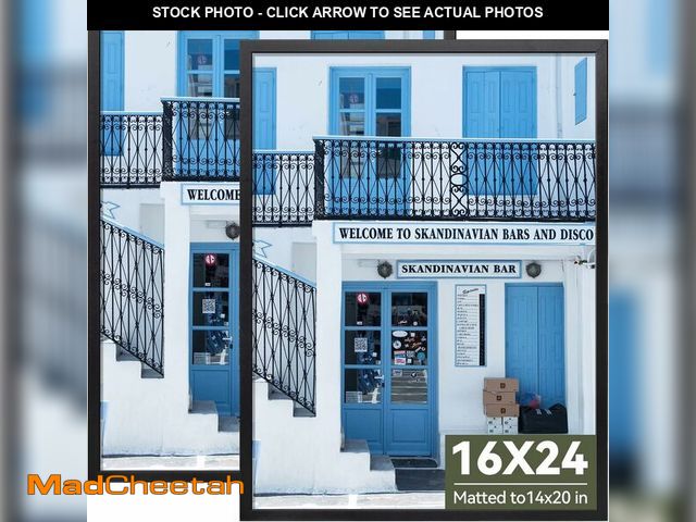 Lot 74-13709737 - HappyHapi 16x24 Poster Frames, Black Piture Frames for 14x20 with Mat or 16x24 without, Vertical and...