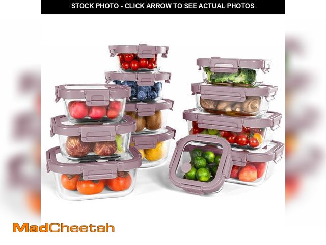 Lot 74-13946163 - BOROHOUSE 12-Pack Glass Containers with Tempered Lids  (Pink) - UNUSED