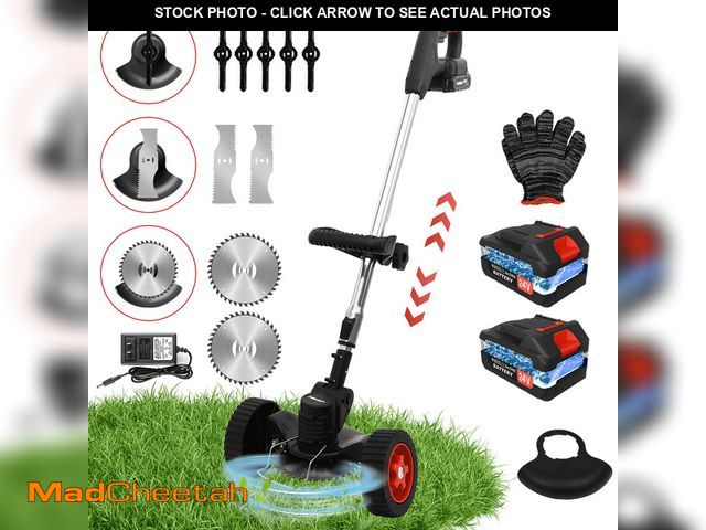 Lot 74-12833854 - BAOKALER 24V Black Electric Weed Eater Lawn Edger Cordless Grass String Trimmer Cutter + 2 Batteries...