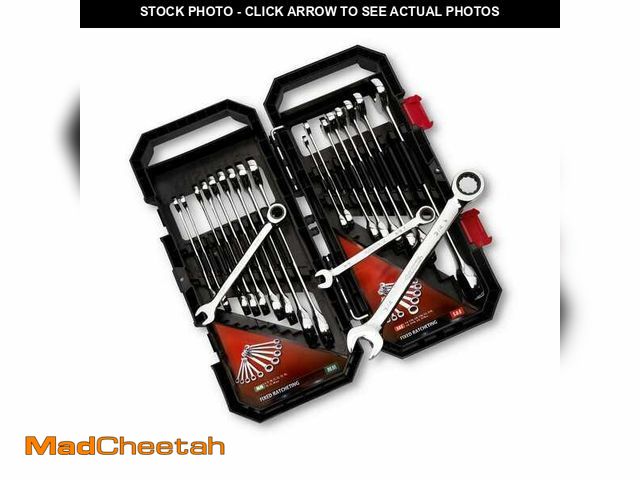 Lot 74-12558415 - (MISSING PIECES) Husky 72-Tooth Ratcheting SAE/MM Combination Wrench Set (20-Piece) - UNUSED