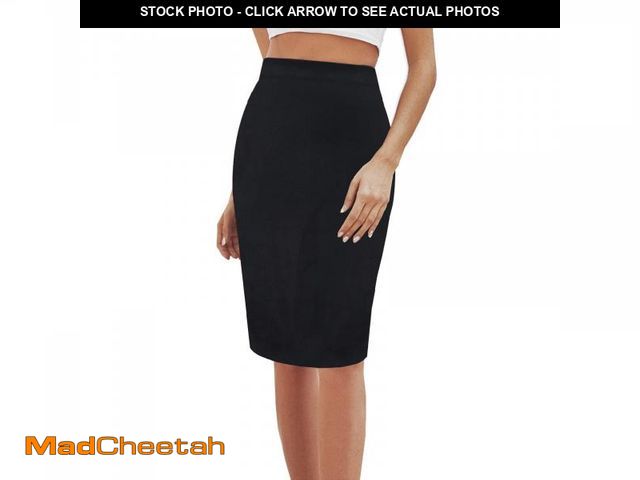 Lot 74-12357305 - ZHANCHTONG Women's Faux Suede Back Split Hip Packaged Skirt Midi Pencil Skirt (Black, XXL) - UNUSED