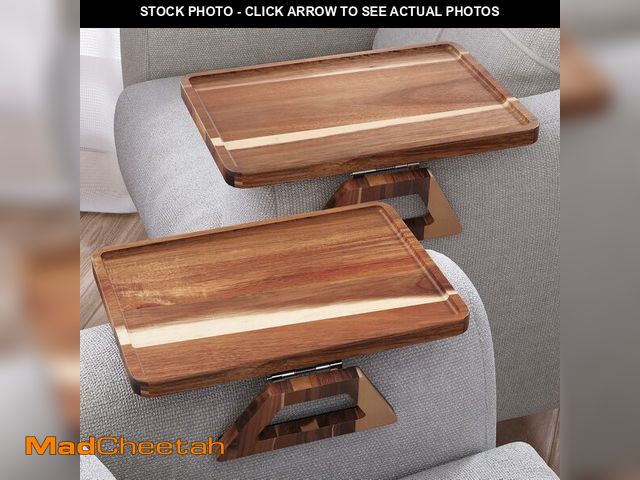 Lot 74-14146374 - Danfoxer 2 Pack Acacia Wood Couch Arm Tray,Couch Tray,Folding Sofa Armrest Trays,Couch Arm Table Cli...