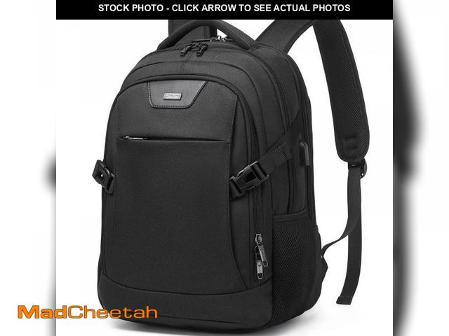 Lot 74-12215174 - DUSLANG Anti-Theft Laptop Backpack, Black, 15.6-14-13 Inch Laptop Sleeve, USB Charging Port - USED