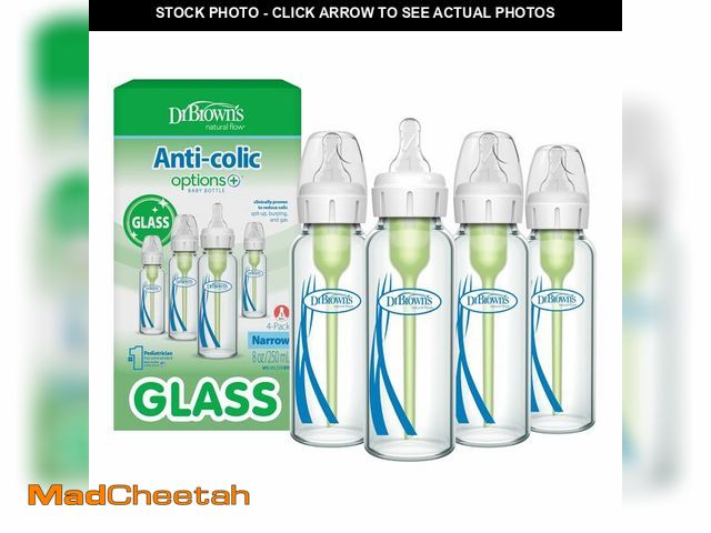 Lot 74-14475001 - Dr. Brown's Anti-Colic Options+ Narrow Glass Baby Bottle with Level 1 Slow Flow Nipple, BPA-Free, 8 ...