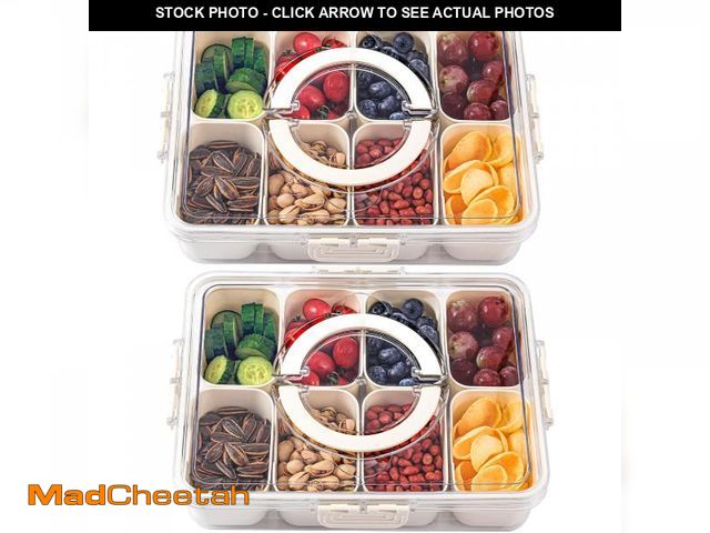Lot 74-12120843 - shopwithgreen 2Pcs Divided Serving Tray with Lid and Handle, Portable Snackle Box Snack Containers f...
