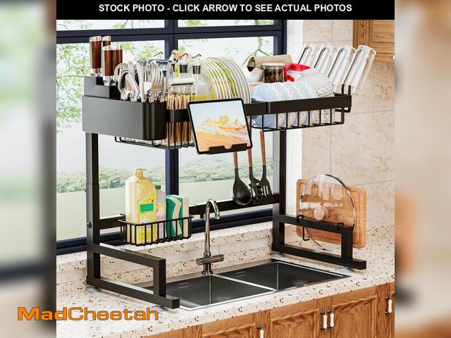 Lot 74-13950839 - ilvvan Over Sink Dish Drying Rack (Expandable Height/Length) Snap-On Design Large Dish Drainer Stora...