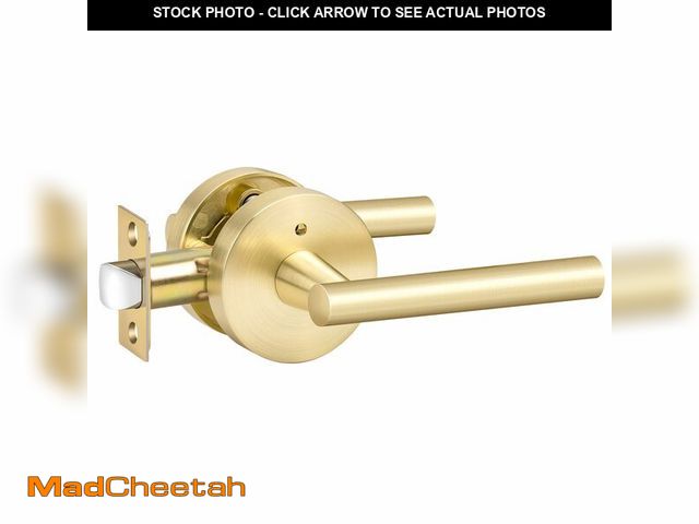Lot 74-12701193 - goldenwarm 1 Pack Gold Door Handles Interior, Brushed Gold Privacy Lever Door Handle, Heavy Duty Int...