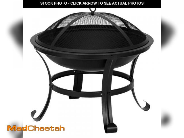 Lot 74-12424740 - Karl home 22 in. W x 20 in. H Round Metal Wood Burning Fire Pit in Black - UNUSED