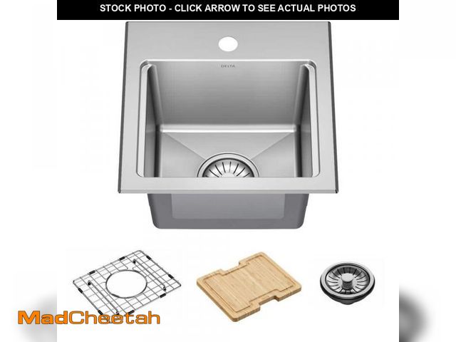 Lot 74-12375783 - Emery 15 in. Drop-in/Undermount Single Bowl 18 Gauge Stainless Steel Kitchen Workstation Sink with A...