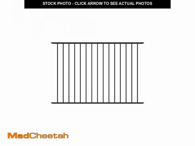 Lot 74-12146334 - TuffBilt Dillon 2 Rail Flat Top 4 ft. H x 6 ft. Black Aluminum Pre-Assembled Flat Top Spaced Picket ...
