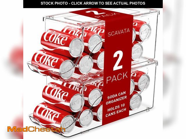 Lot 74-12977530 - SCAVATA 2 Pack Stackable Refrigerator Organizer, Soda Can Dispenser Pop Cans Container Beverage Hold...