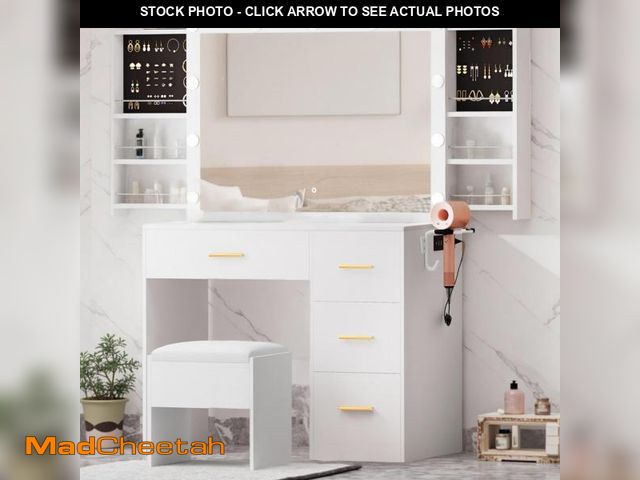Lot 74-12109489 - YITAHOME Lighted Makeup Vanity Set with Stool, 4 Spacious Drawers, Hidden Jewelry Storage - UNUSED