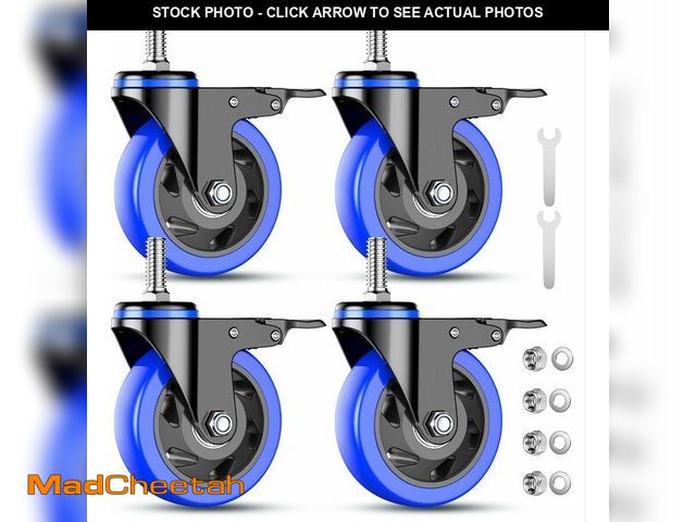 Lot 74-12322634 - 3 Inch Caster Wheels Heavy Duty Stem Caster 1600Lbs, Threaded Stem Casters 3/8"-16 x 1(Stem Diameter...