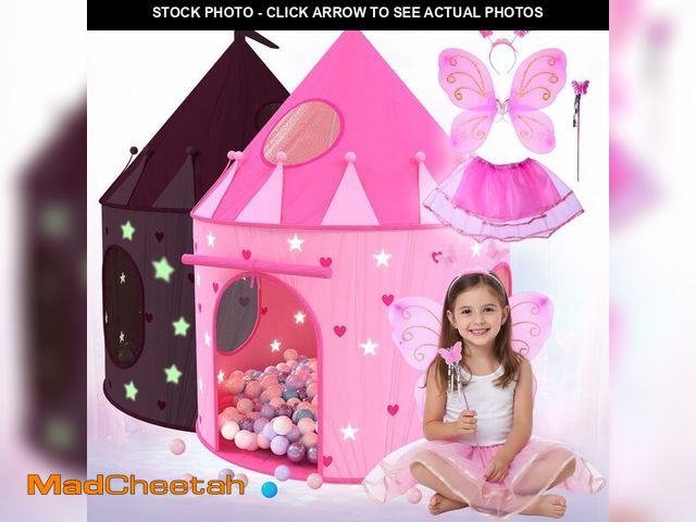 Lot 74-14271273 - Playz Princess Castle Pop Up Tent &amp; Dress Up Set Ã¢â¬â Kids Pink Playhouse Tent for Girls wit...