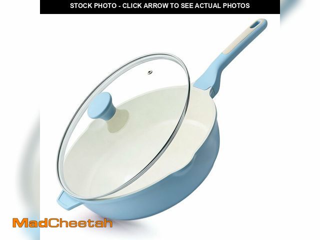 Lot 74-14480634 - SENSARTE Nonstick Ceramic Skillet with Lid 12-inch, 5QT Non Toxic Deep Frying Pan, Saute Pan with Li...