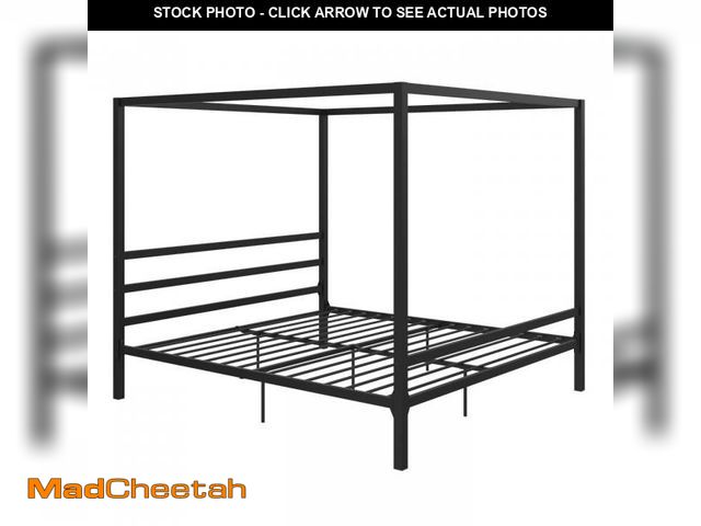 Lot 74-12197909 - DHP Modern Metal Canopy Platform King Bed Frames with Minimalist Headboard and Four Poster Design, U...