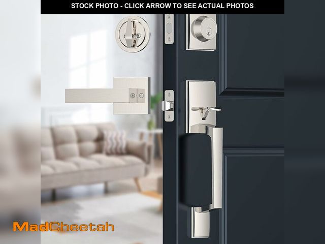 Lot 74-10956274 - Brightify Satin Nickel Front Door Handle, Satin Nickel Door Handle with Door Lever, Front Door Handl...