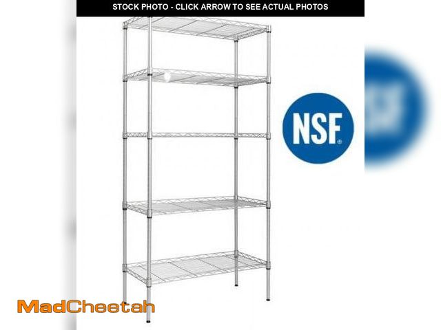 Lot 74-12480375 - Ktaxon 5-Tier Wire Shelving Unit Steel Storage Rack For Office Kitchen 30 W X 14 D X 60 H Silver - U...
