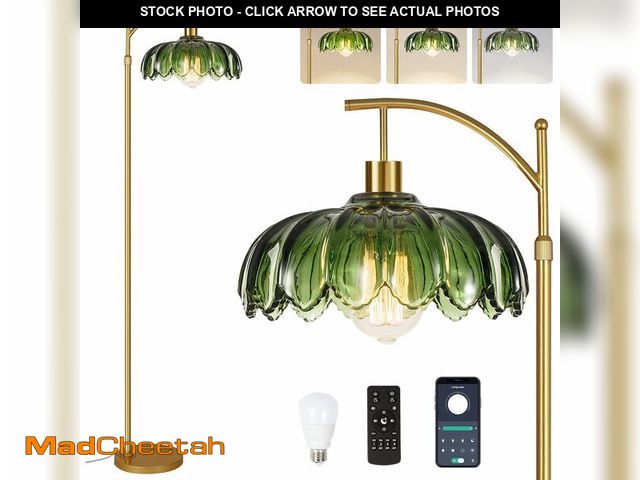 Lot 74-12677563 - Arc Floor Lamp for Living Room Gold Floor Lamp with Remote Control,Dimmable LED Floor Lamps Glass La...