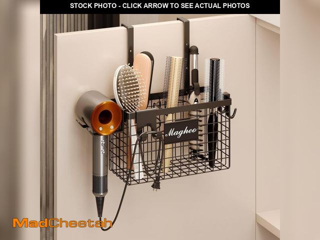 Lot 74-11553201 - Magheo Hair Dryer Holder Cabinet Door 3-in-1 Adhesive Hair Tool Organizer Wall Mounted Adjustable He...