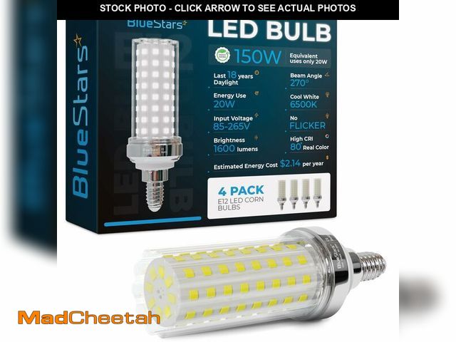 Lot 74-14145408 - BlueStars 20W LED Corn Light Bulbs (4.5in), E12 Candelabra Base, 150W Equivalent 1600 lumens 6500K C...