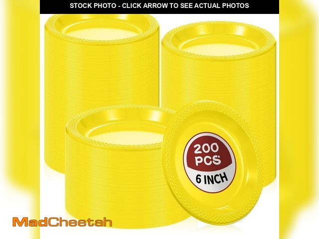 Lot 74-13952346 - Mimorou 200 Pcs Plastic Dessert Plates 6 Inch Disposable Round Dinner Cake Plates Bulk for Wedding B...