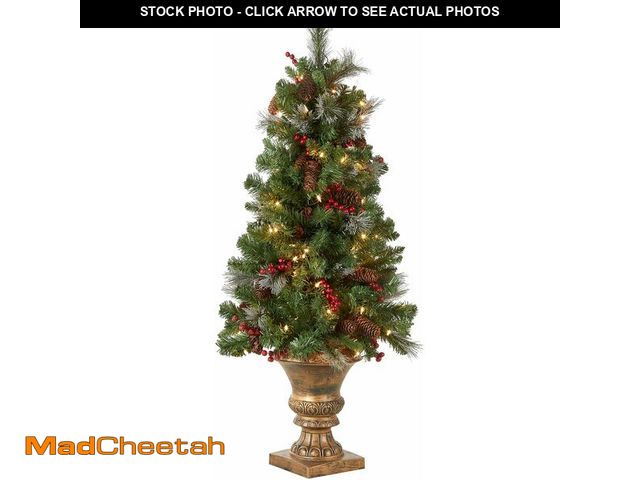 Lot 74-14067479 - National Tree Company 4 ft Pre-Lit Crestwood Spruce Mini Artificial Christmas Entrance Tree, 100 Cle...