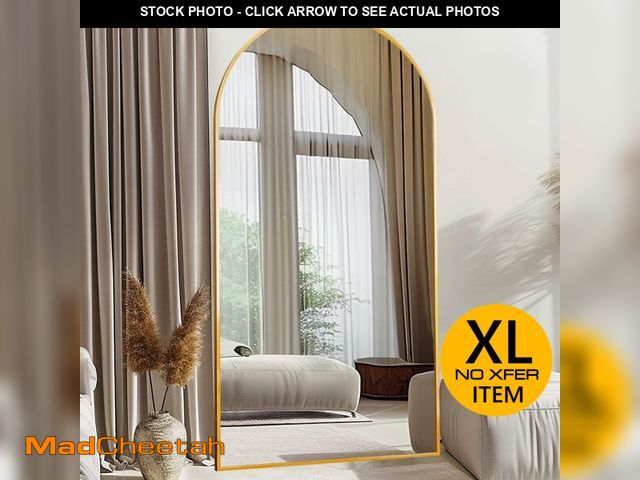 Lot 74-13673363 - Beauty4U Arched Full Length Mirror 76" x 34", Gold Large Full Body Mirror with Stand, Floor Standing...