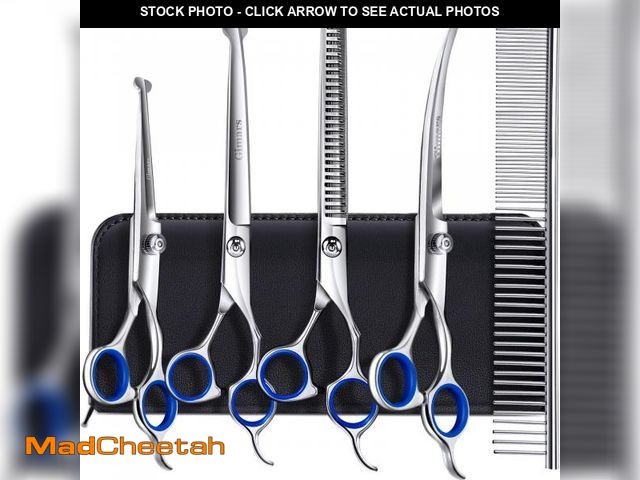 Lot 74-12307104 - Gimars Titanium Coated Professional 6 in 1 4CR Stainless Steel Dog Grooming Scissors with Safety Rou...