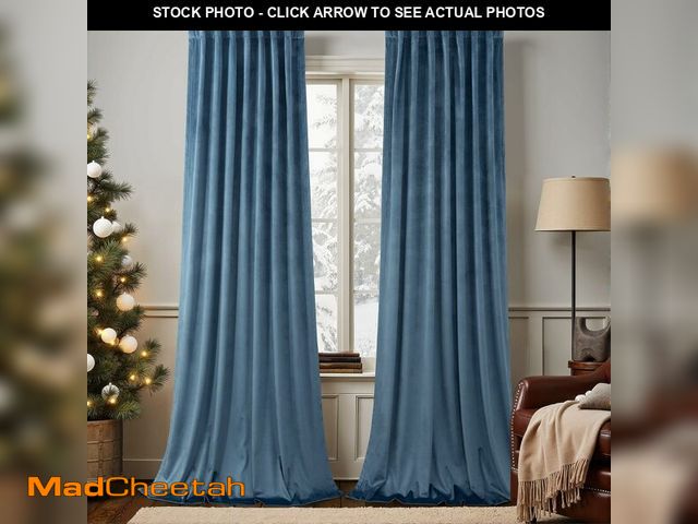 Lot 74-13545280 - Light Blue Velvet Curtains 108 Inches Long 2 Panels for Living Room Rustic Thick Luxury Insulating S...