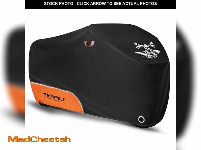 Lot 74-13719348 - ROWYEET Motorcycle Cover Waterproof Outdoor Storage with Lock-Holes, Storage Bag &amp; Night Reflect...