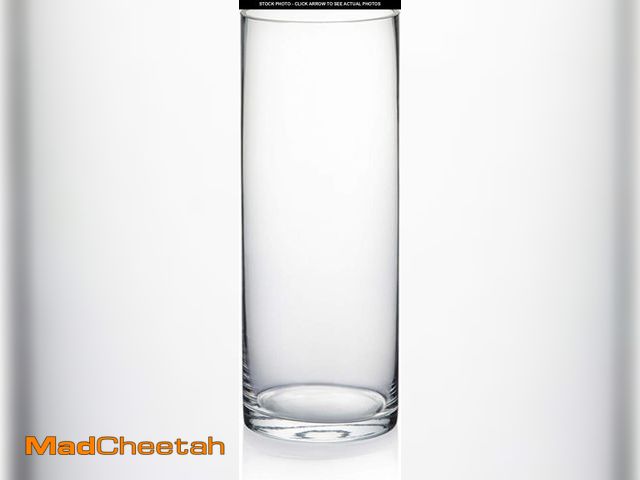 Lot 74-12333564 - WGVI Quality Thick Clear Cylinder Glass Vases, 3" W x 8" H, Bud Vase Skinny Narrow Floral Bouquet Fl...