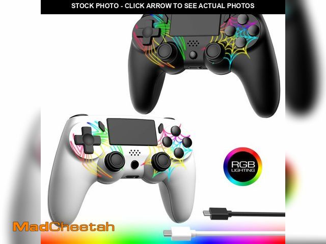Lot 74-14266236 - DEFNDR 2 Pack Wireless Controller for PS4 - RGB LED Controller for PlayStation 4/Pro/Slim/PC with 10...