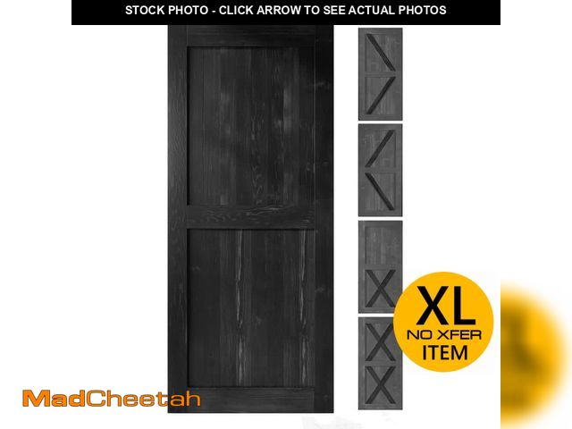 Lot 74-12773285 - HOMACER 48 in. x 80 in. 5-in-1 Design Black Solid Natural Pine Wood Panel Interior Sliding Barn Door...