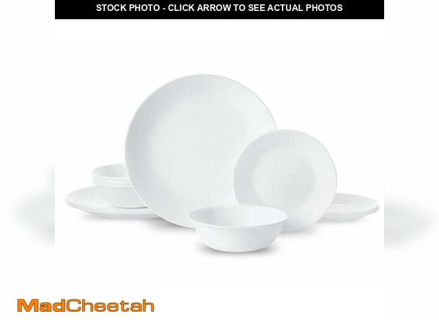 Lot 74-12857994 - (MISSING 2 PLATES) Corelle Winter Frost White 12-Piece Glass Dinnerware Set (Service for 4) - UNUSED
