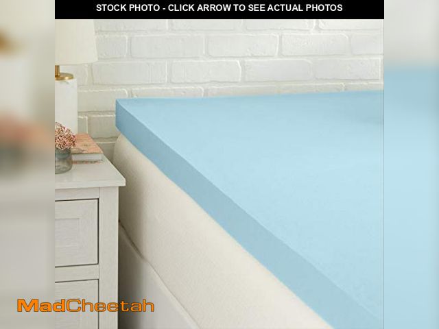 Lot 74-12098037 - Basics King Mattress Topper, Cooling Gel-Infused, CertiPUR-US Certified, 3 Inches, Blue - UNUSED