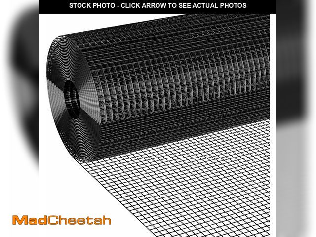 Lot 74-14251038 - (SOME DAMAGE) Potnet Black Hardware Cloth 1/2 inch 48 x 100 ft 19 Gauge Vinyl Coated Welded Wire Fen...