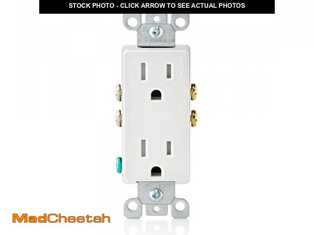 Lot 74-12531583 - Leviton Decora 15 Amp 125 V Tamper Resistant Duplex Outlet/Receptacle, White (10-Pack) T5325-WMP - U...