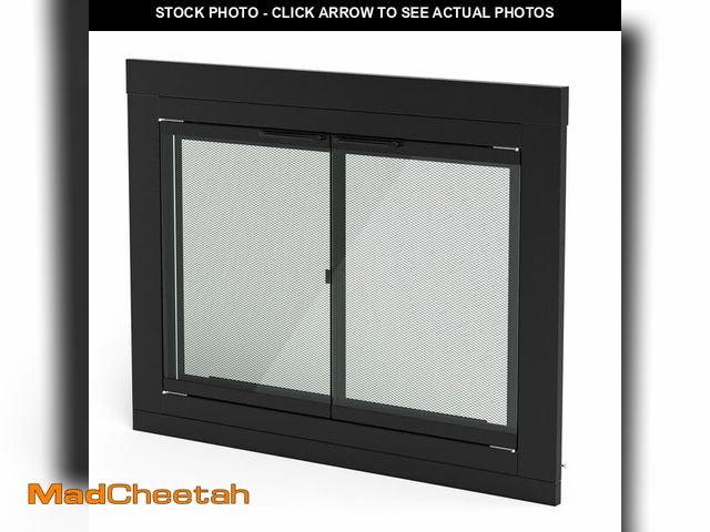 Lot 74-12895023 - Stanbroil Fireplace Glass Cabinet-Style Door, Black Finish, Large, Decorative Fireplace Screen Door ...