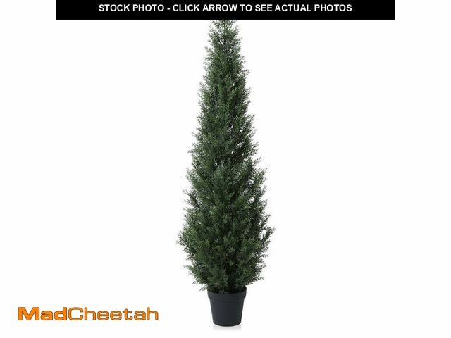 Lot 74-12679761 - Artificial Cedar Tree 5 FT Artificial Cedar Topiary Trees for Outdoors Potted Fake Cypress Tree Faux...