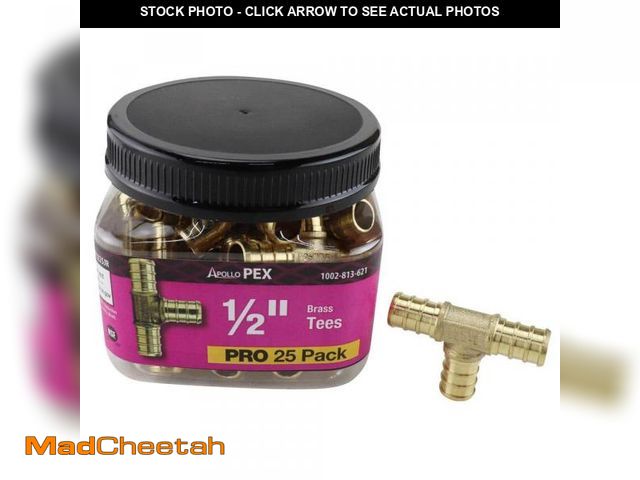 Lot 74-12484413 - Apollo 1/2 in. Brass PEX-B Barb Tee Pro Pack (25 Pack) - UNUSED