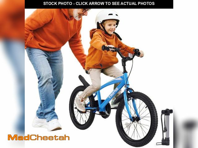 Lot 74-12679635 - Naipo 18 Inch  Kids Bike Girls and Boys Blue Bicycles with Removable Training Wheels - UNUSED